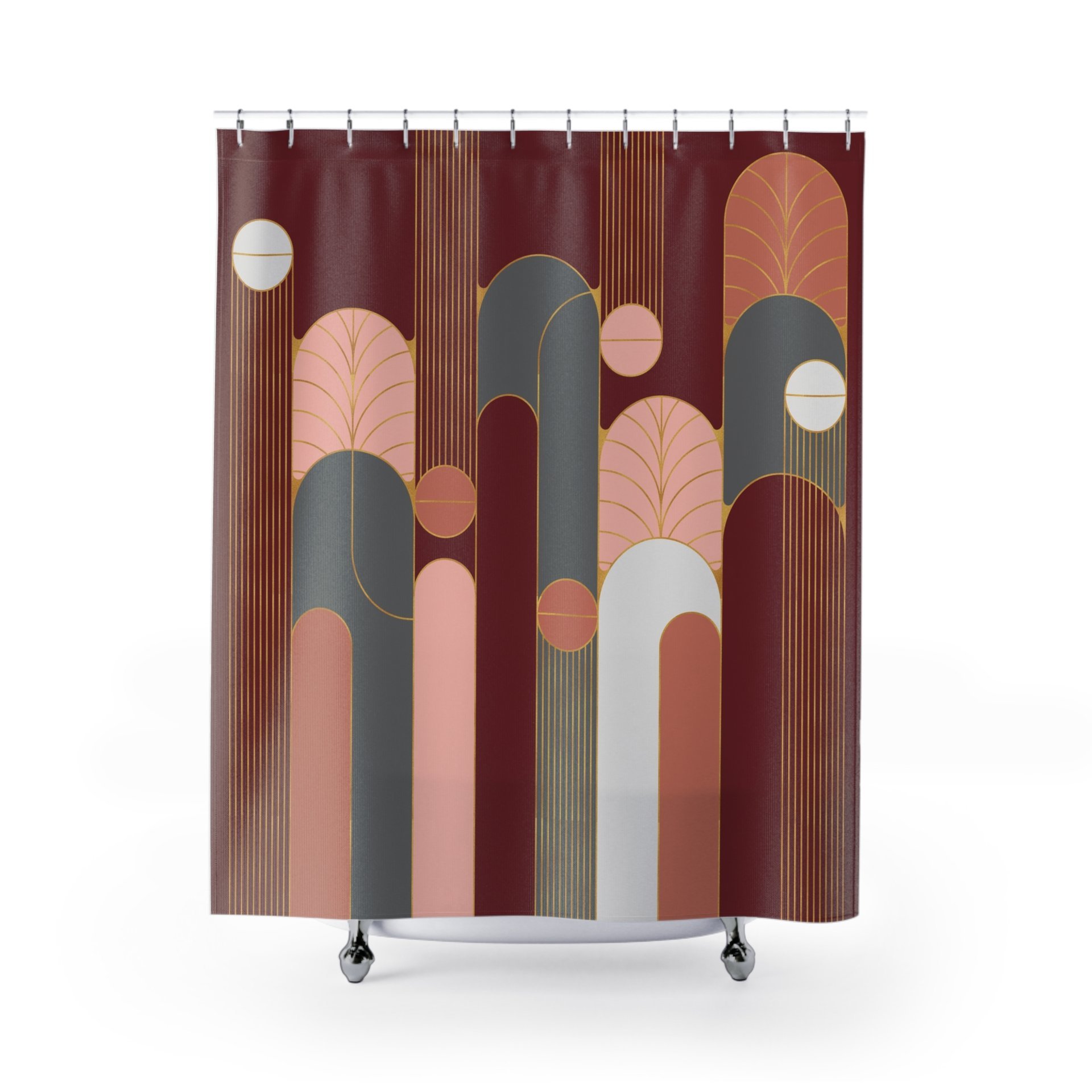 Red Wine Minimalist Art Deco Shower Curtain