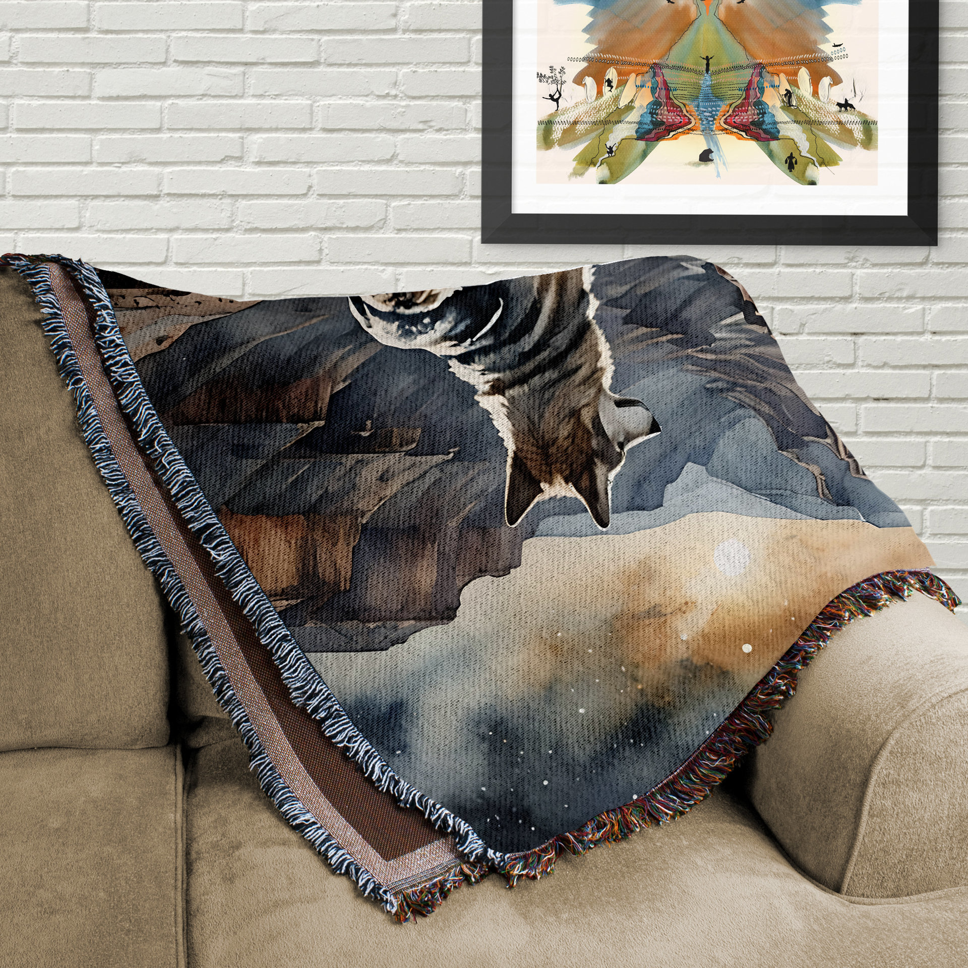 Wolf Canyon Blanket Woven Cotton Throw Blanket