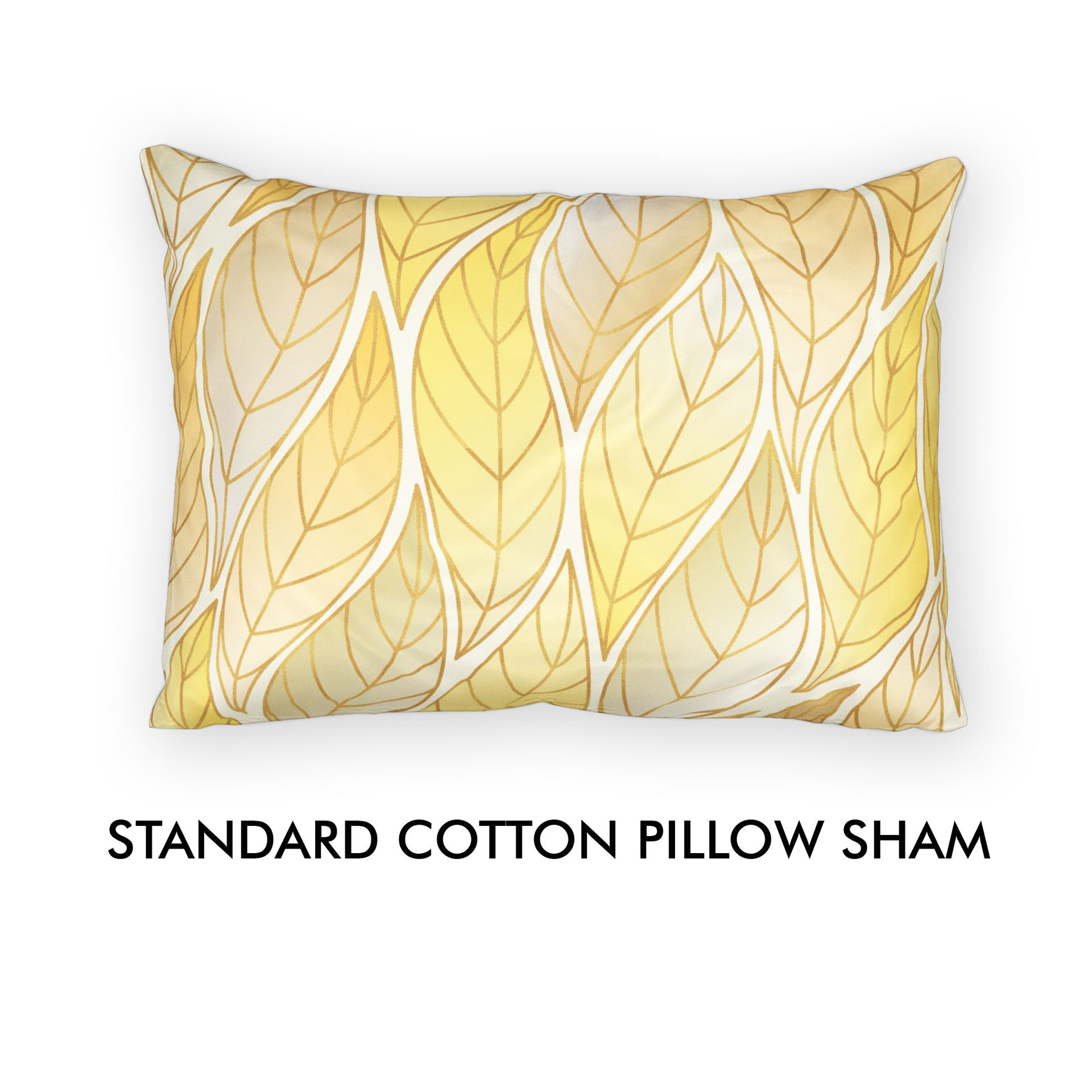 Yellow Ombré Leaves Standard Cotton Pillow Sham