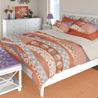 Terracotta & Lavender Abstract Geometric Bedding, Cotton or Poly