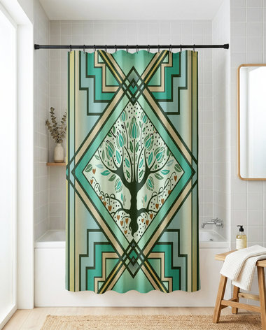 Art Deco Stained Glass Shower Curtain,