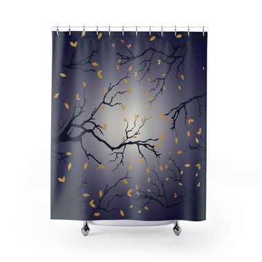 Moonlit Sky Shower Curtain, Navy Blue and Cream Ombré