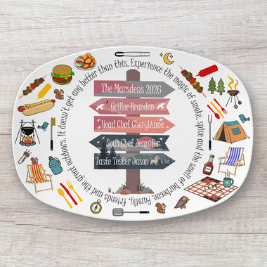 Personalized Family Camping Plastic Serving Platter