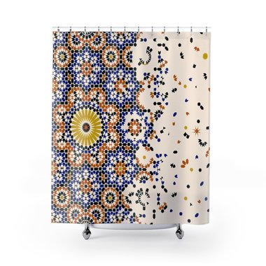 Moroccan Shower Curtain, Mosaic Pattern