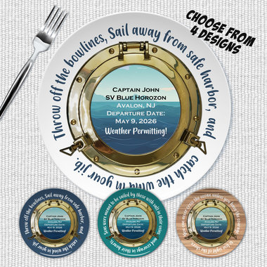 Personalized Plastic Boating Plates, Retirement Gift for a Sailor