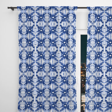 Japanese Shibori Tie-Dye Window Curtains, Rod Pocket Panels