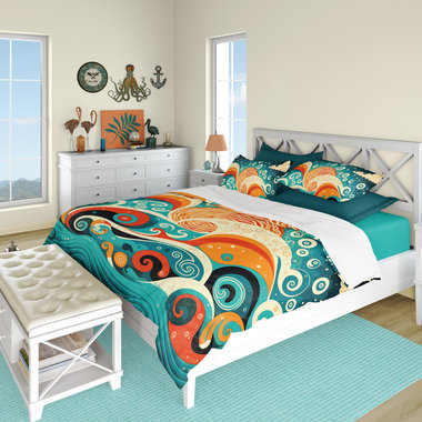 Ocean Waves Nautical Folk Art Bedding