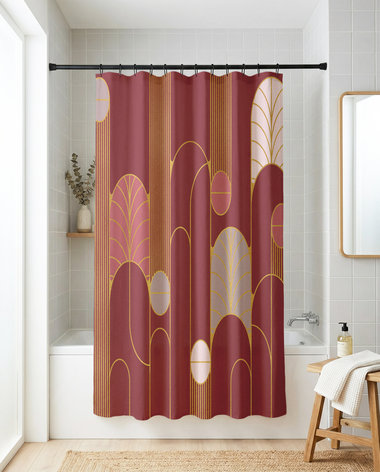 Red Wine Minimalist Art Deco Shower Curtain