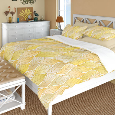 Yellow Ombré Leaves Bedding Set